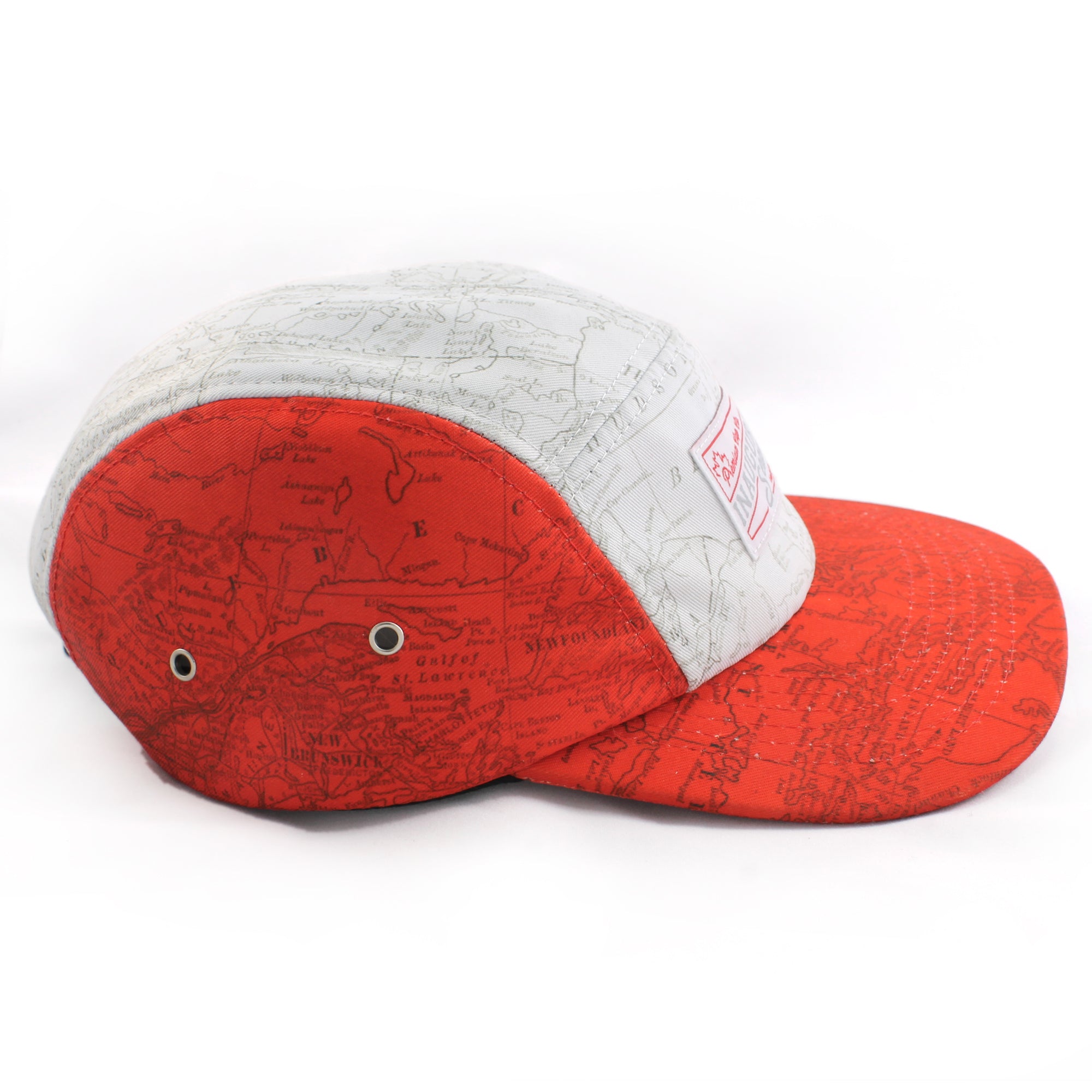 Canadian Map Print 5 Panel Cap from the side.